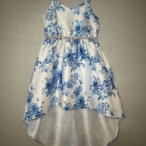 Rare Editions Blue Floral High-Low Dress